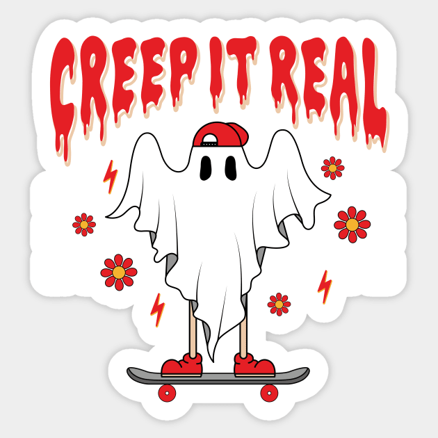 Retro Halloween Creep It Real Graphic Sticker by ChicGraphix